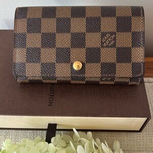 Louis Vuitton Damier Ebene Portefeuille Tresor N61736 Wallet, PRISTINE VTG 2003